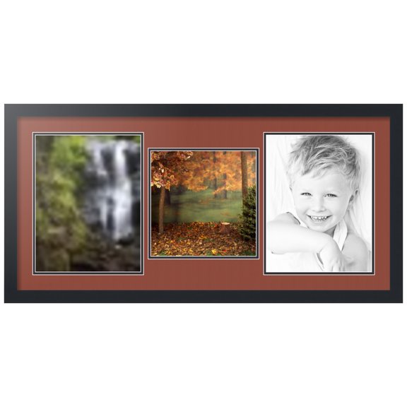ArtToFrames Collage Photo Picture Frame with 1 - 10x10 and 2 - 10x13" Openings, Framed in Black with Cognac and Black Mats (CDM-3926-1633)