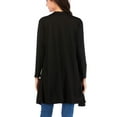 thumbnail image 4 of Womens Open Front Lightweight Cardigan Knee Length Long Sleeve Flyaway Cardigan with Pockets Black, 4 of 6