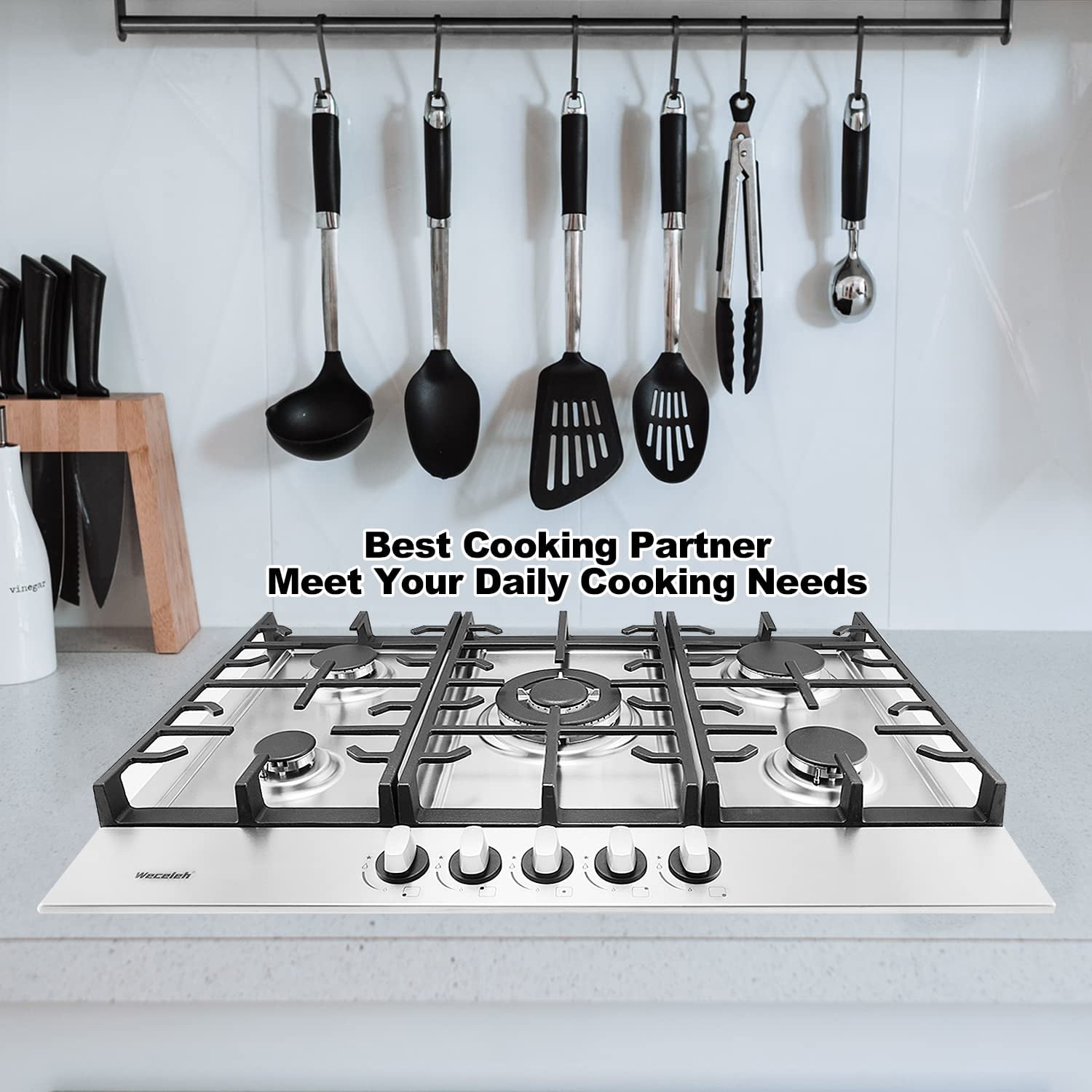 Gas Cooktop 30 inch, Dual Fuel 5 Burners Gas Cooktop, Drop In Gas Stove, 120V