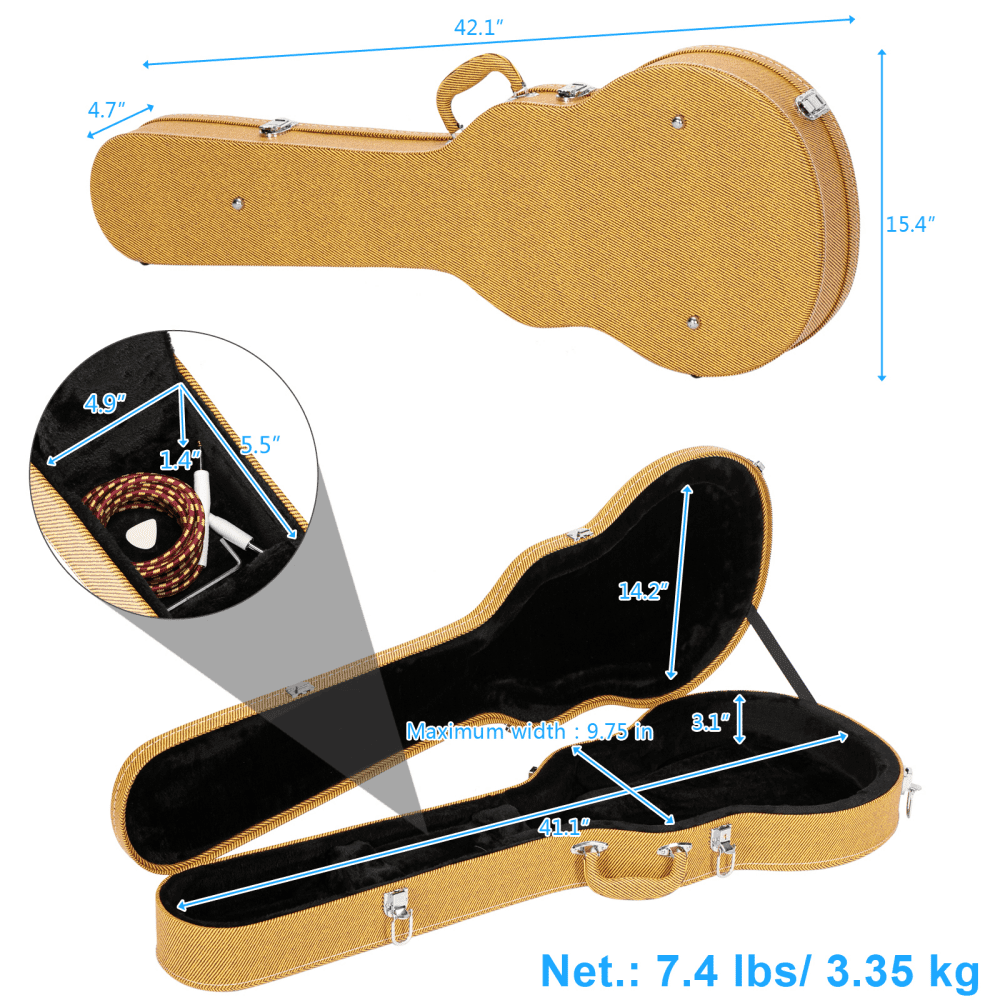 Tcbosik Electric Guitar Hard Case, Hard-Shell Protective Carrying Case with Lock for GLP Style, Yellow