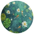 thumbnail image 3 of Lucky Koi Fish Lotus Leaf Round Small Area Rug, Print Non Slip Washable Floor Mat, Soft Throw Rug for Living Room, Powder Room Entryway, Bathroom, Bedside, 3 of 6