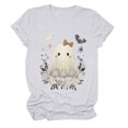 thumbnail image 4 of Leey-World Womens Halloween Shirts Shirt for Women Fashion Print T Shirt Short Sleeve Women Short Sleeve Round Neck Tee T Shirt Printing Loose Top(White,M), 4 of 5