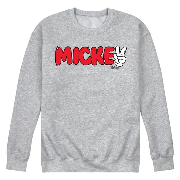 Disney - Mickey Red Hand Peace Sign - Men's Crew Neck Fleece Pullover