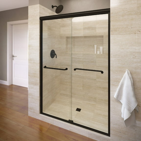 Basco Infh05a4770cl Infinity 70" High X 47" Wide Bypass Semi Frameless Shower Door - Black
