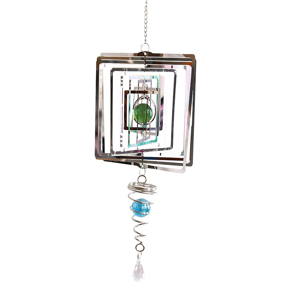 Bowake Cooling Rotating Wind Chime, Crystal Stainless Steel Rotating Wind Chime,Square Walmart