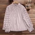 thumbnail image 5 of Dasayo Women's Tops Elegant Pink Long Sleeve Lace Solid Button-Up Shirts Shirts for Women Trendy S, 5 of 9