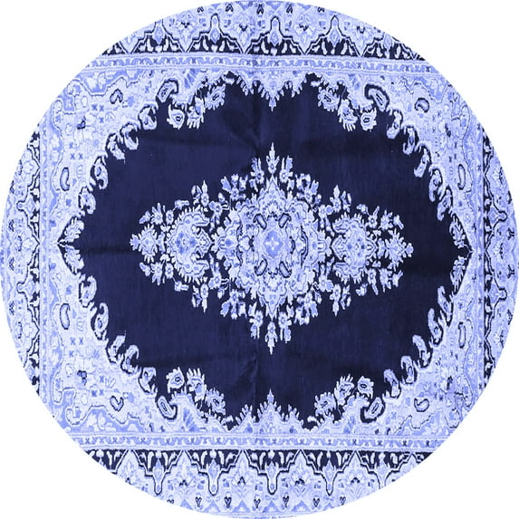 Ahgly Company Indoor Round Medallion Blue Traditional Area Rugs, 8' Round