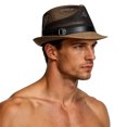 thumbnail image 2 of Summer Panama Straw Fedora Hats for Men Women Trilby Hat Foldable Short Brim Panama Beach Hat Mesh Sun Hat Coffee Free Size(Free Size), 2 of 5