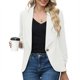 thumbnail image 2 of Sudaderas con capucha para mujer,Chaqueta de traje de solapa de color liso para mujer, blazer ajustado de manga larga, mezcla de poliéster y elastano, ropa informal de oficina, sopatenor, 2 of 7