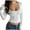 White, variant on Gfyviroh Women's Cropped T-shirts Solid Slim Fit Long Sleeve Tops Casual Ribbed Square Neck Pullover Tees