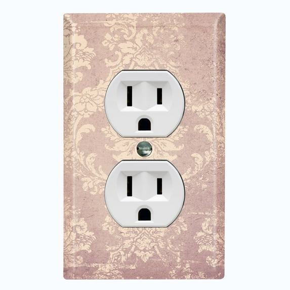 Metal Light Switch Plate Cover Beige Floral Damask Wallpaper WAL029