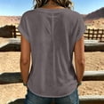 thumbnail image 5 of hoksml Women's Casual Short Sleeve Button Blouse, V-Neck Cotton Loose Fit Top Solid Color Summer Shirt, 5 of 5