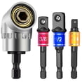 thumbnail image 1 of Impact Grade Power Hand Tools Driver Sockets Adapter Extension Set, 3Pcs Hex Shank Drill Nut Driver Bit Set + 105 Degree Right Angle Driver Extension Screwdriver Drill Attachment, 1 of 8