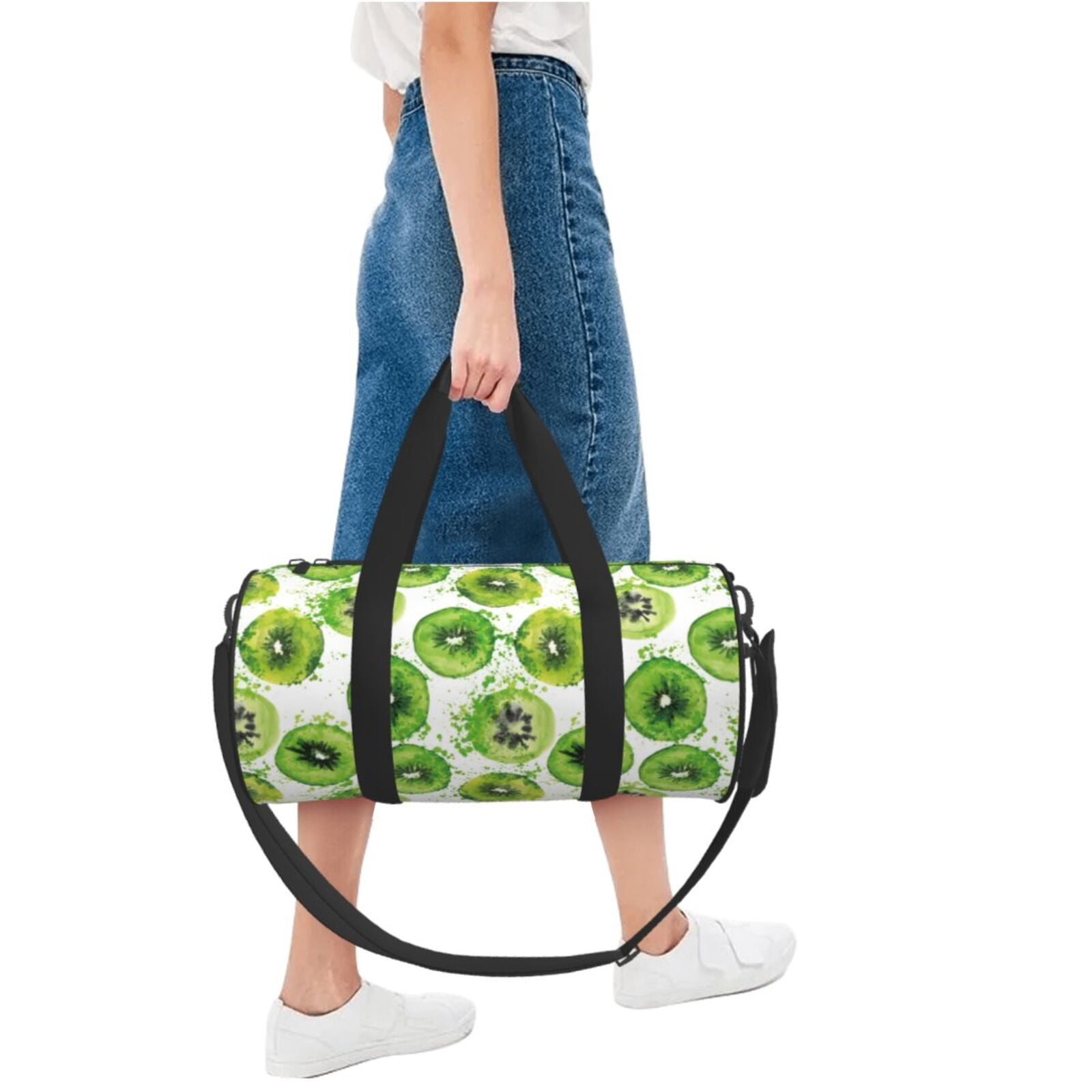 Vsdgher Green Kiwi 45L Foldable Duffel Bag, Sports Gym Bag,Overnight Bag, Portable Weekender Bag for Airplanes