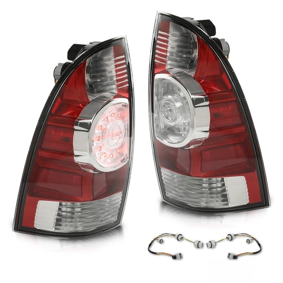 LH RH Side Red Rear Tail Light Lamp LED Chrome Fit For 2005-2015 Toyota Tacoma