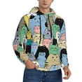 thumbnail image 2 of Naloa Different Cats Men's Casual Hooded Collar Drawstring Hoodies Pullover Sweatshirts Casual Long Sleeve Shirts-3X-Large, 2 of 7
