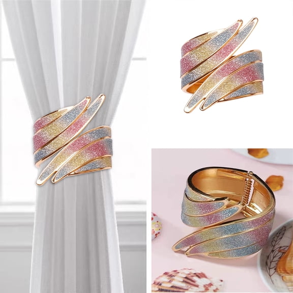 RnemiTe-amo Curtain Tiebacks, Metal Set With Diamond Curtain Tiebacks For Home Office Drapery Decorative Window Tie Backs Sheer Curtains Holders 1PC