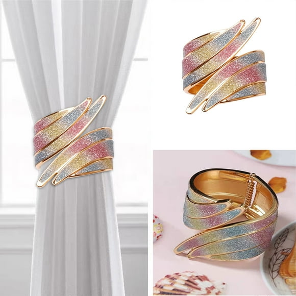 Aodebiao Elegant Diamond Alloy Curtain Tiebacks for Home Office Drapes Sheer Window Holders Decorative Drapery Hooks Rustproof Easy Install No Punch Bundling