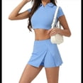 thumbnail image 3 of Vestidos de Tenis de 2 Piezas para Mujer, Vestido Deportivo de Corta con Pantalones Cortos. Azul L, 3 of 8