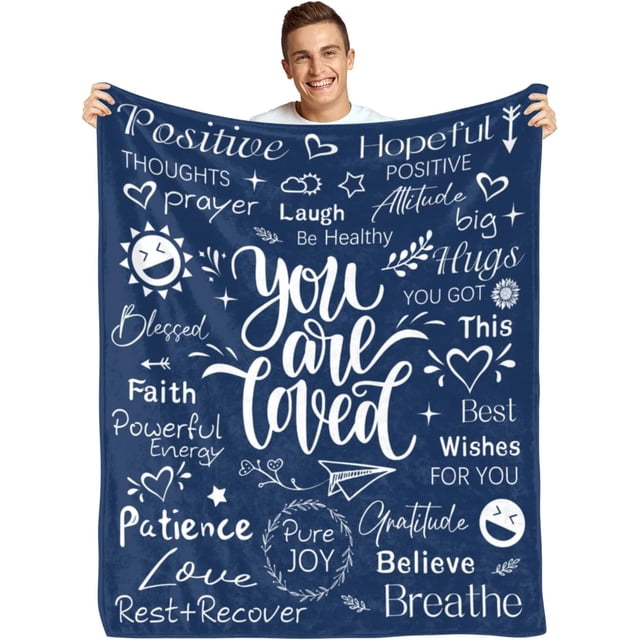 LHSHID Get Well Soon Gifts for Men After Surgery Blanket Sympathy Gift for Men Hug Soft Fleece Healing Blanket for Cancer Blanket Sympathy Blanket for Best Friends Blue 60"x80"