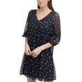 thumbnail image 4 of Dkny Robe Plissée Brodée pour Femmes, Minuit/8, 4 of 4