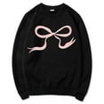thumbnail image 3 of Hoodies For Women Pullover Teen Girls Round Neck Cute Bow Pattern Long Sleeved Pullover Sweater Bow Sweater Top Sweatshirt Fall Fashion Outfits Winter Clothes 2025, 3 of 4