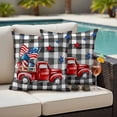 thumbnail image 4 of Independence Day Outdoor Waterproof Pillow Covers, Patriotic Flag Day Red Truck Black Plaid Decorative Square Throw Pillowcase Sofa Cushion Sham for Patio/Couch/Chair, 20"x20" 2 Pack, 4 of 8