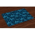 thumbnail image 1 of Ambesonne Blue Place Mats Set of 4, Damask Inspired Abstract, Standard Size, Indigo Aqua, 1 of 4