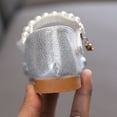 thumbnail image 5 of Ccpelsie Flower Girl Shoes Girls Dress Shoe Toddler Mary Jane Ballet Flats Princess Lace-Up Pearl Ankle Strap Dress Shoes for Wedding Party School(Silver,10.5), 5 of 9