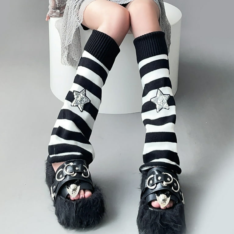 Women Japanese Style Kawaii Leg Warmers Wool Ball Knit Long Leg