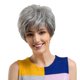 thumbnail image 2 of Peluca de pelo corto gris Zulema Peluca de moda para mujer cabello humano, 2 of 6