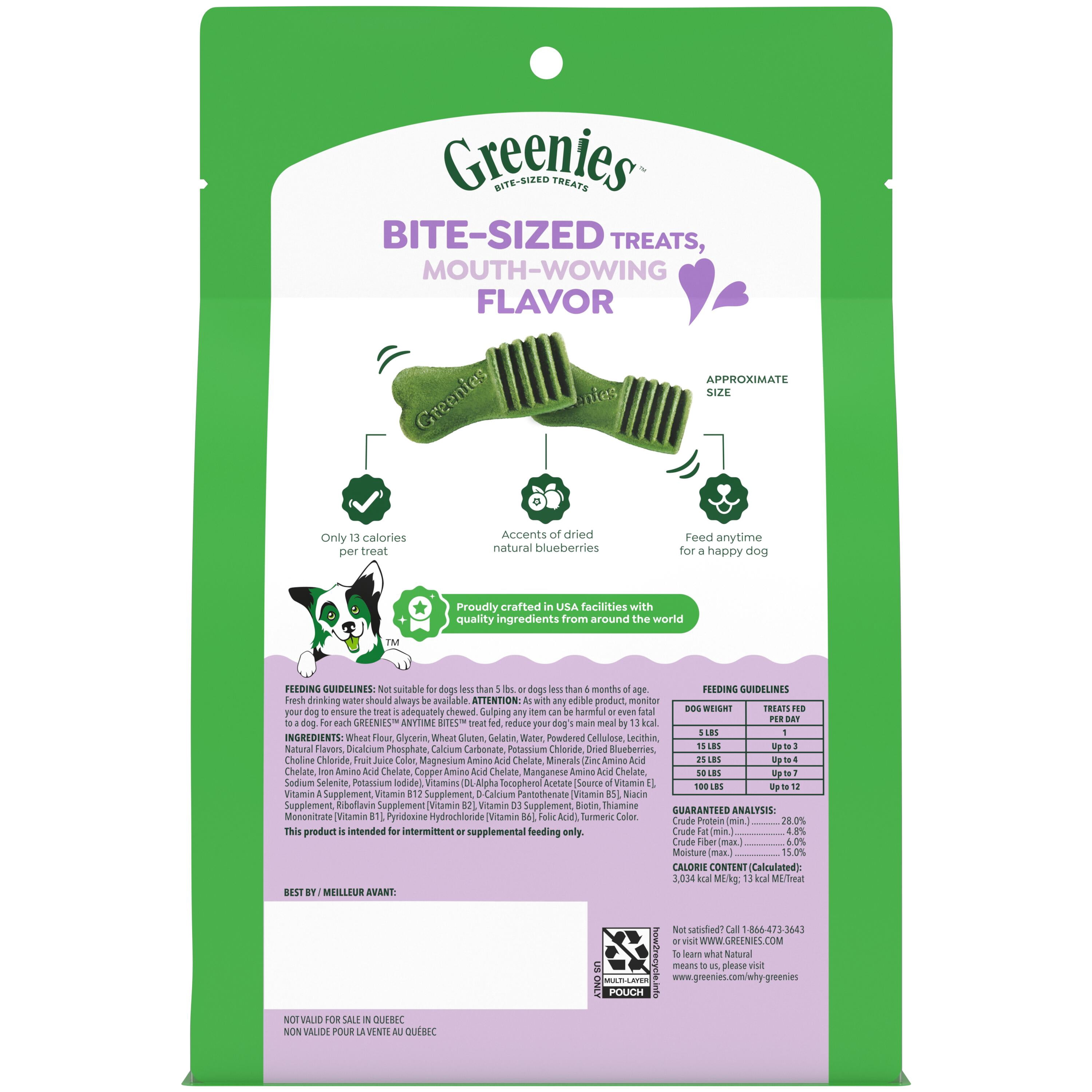 Greenies Anytime Bites Dog Treats, Blueberry Flavor, 24 oz bag