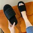 thumbnail image 4 of QueenLine 10 Bulk Women Fluffy Slippers Corduroy Flat Ladies Furry Slides Peep Toe Thick Sole Shoes Summer Autumn Runway Flip Flops, 4 of 6