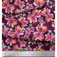 thumbnail image 3 of Soimoi Purple Rayon Fabric Insect Watercolor Fabric Prints by Yard 56 Inch Wide, 3 of 3