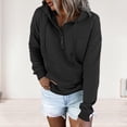 thumbnail image 4 of Sudadera Sudadera básica para mujer, ajuste holgado, algodón, estilo informal, manga larga, ropa de calle, traje Cgtredaw Negro S para Mujer, 4 of 6