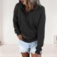 thumbnail image 5 of Sudadera Sudadera básica para mujer, ajuste holgado, algodón, estilo informal, manga larga, ropa de calle, traje Ygjytge Negro Xxl para Mujer, 5 of 7