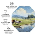 thumbnail image 3 of Vsdgher Pasture Cow Print Leather Coasters for Drinks, Durable Drink Coasters 4 Set for Tabletop Protection, Luxurious Home Décor and Housewarming Gift-Octagon, 3 of 6