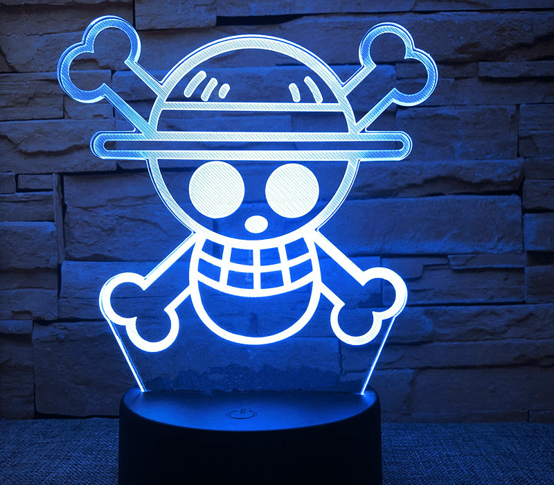 One Piece Anime Series Touch Remote Control Creative 3D Night Light Bedside  Lamp B usb Touch Remote Control 16 Colors 