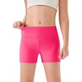 thumbnail image 2 of shoper Girls Athletic Shorts Kids High Waisted Volleyball Yoga Dance Biker Shorts Comfy Gymnastics Activewear 6-12T Hot Pink 9-10 Years, 2 of 3