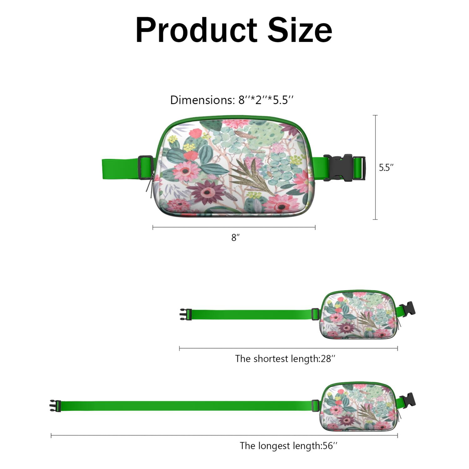 Crossbody Belt Bag Cactus Fashion Belt Bag Small Cross Body Bags for Women Casual Waist Packs with Adjustable Strap Waterproof Belt Bag for Workout Running Travelling