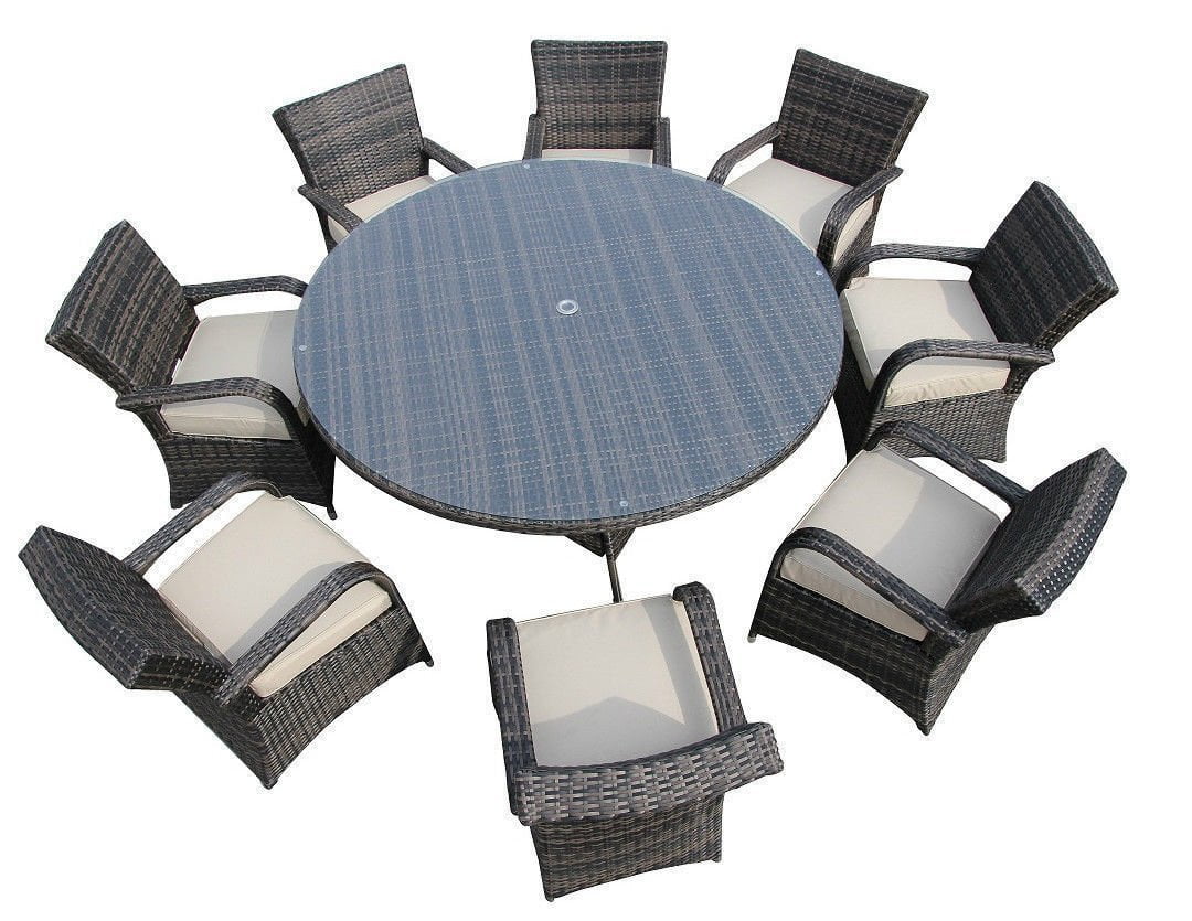 Furniture One 9 Pieces Outdoor Dining Table and Chairs Set, AllWeather