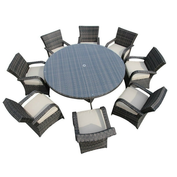 Furniture One 9 Pieces Outdoor Dining Table and Chairs Set, AllWeather