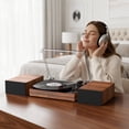 thumbnail image 4 of RetroAudio Vinyl Record Player with External Speakers, 3-Speed Turntable for Vinyl Albums with Auto off and Bluetooth Playback, Vintage Red, 4 of 14
