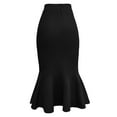 thumbnail image 3 of Maean Women's High Waist Skirts Ruched Ruffle Asymmetrical Hem Flowy Slim Stretchy Long Skirt XL-5XL, 3 of 5