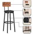 thumbnail image 3 of Bar Table Set for 2 with 2 PU Upholstered Stools, Pub Bistro Dinning Table and Stools with Backrest, Counter Height Bar Table Set for Apartment, Kitchen, Small Space, 3 of 17