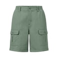 thumbnail image 6 of ClodeEU Women's Elastic Waist Cargo Knee Length Shorts with Pockets ,Casual Solid Color Loose Trendy Short Mint Green,Women's Plus XXL, 6 of 9