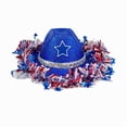 thumbnail image 2 of QuanTara Independence Day Denim Cowboy Hat with Red White Blue Ribbons Feather & American Flag, Patriotic 4th of July Party Hat for BBQ Parade Festive Celebration, 2 of 6