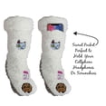 thumbnail image 3 of MinxNY Women's Slipper Sock Cell Phone Pocket Non-Skid Lavender Infused Fuzzy Cat Patches Small/ Medium Cream, 3 of 7