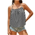 thumbnail image 3 of BiZtdJrK Womens Striped Halter Tank Tops Sleeveless Shirts Backless Camisole Summer Casual Vacation Tanks Dark Gray XXL, 3 of 5