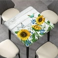 thumbnail image 3 of Sunflower Square Fitted Tablecloths, Flowers on Rustic Wood Board and Butterfly Elastic Edge Table Cover, for Outdoor Picnic Camping and Indoor Kitchen Dining Party, Fit to 36x36 In Square Table, Blue, 3 of 6